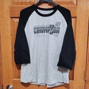 SPORT-TEK Men's L 3/4 Sleeve 2020 NASCAR Chase Elliott 9 Champ Gray Black Shirt